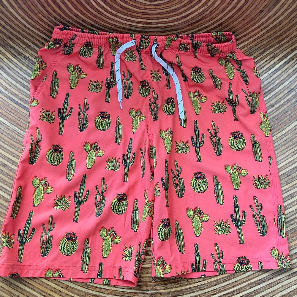 Pink Cactus Mens Swim Trunks